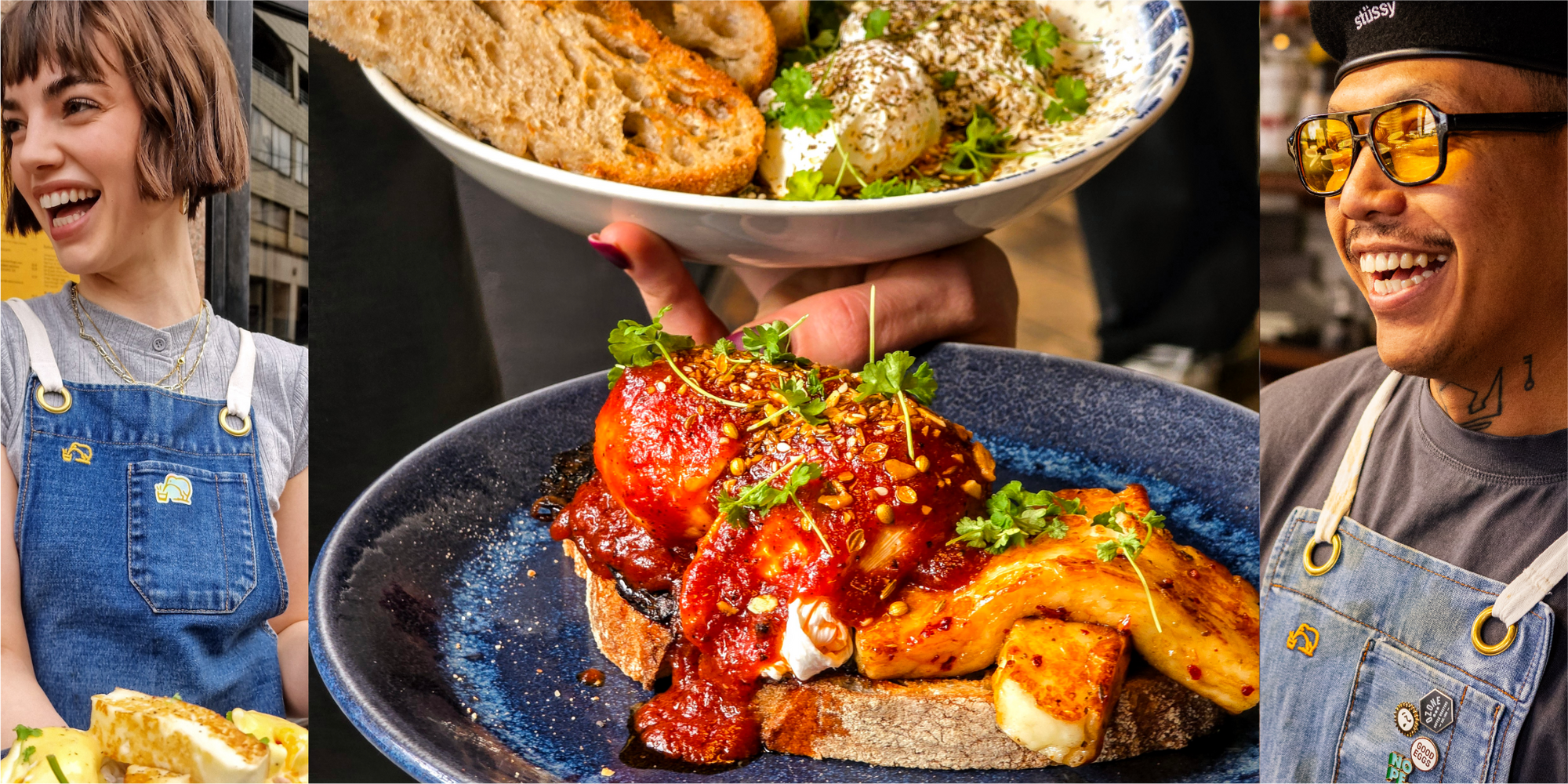 Brunch eggs and bread 